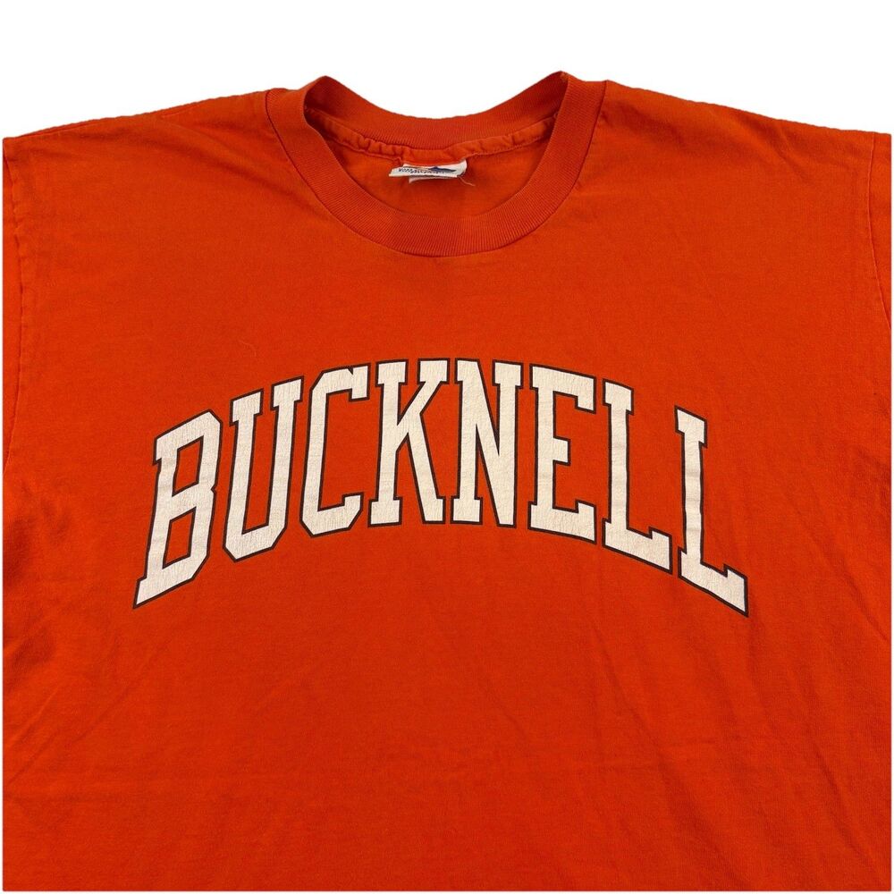 Vintage Bucknell University T Shirt Mens XL Orange Made In USA Single Stitch